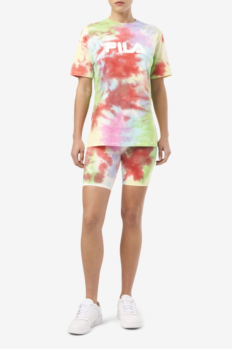 Fila Taima Tie Dye Shorts Dame Grøn Hvide Rød | 481-VEWRXJ