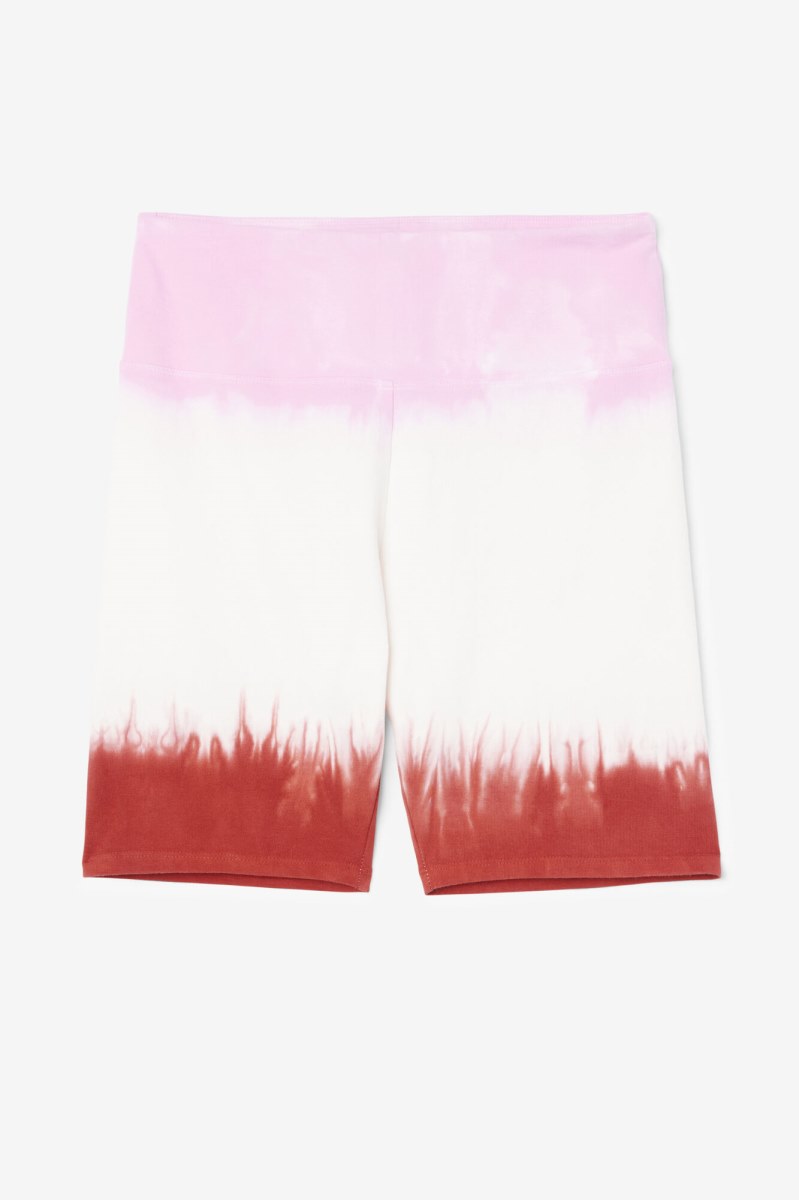 Fila Taima Tie Dye Shorts Dame Hvide Rød | 258-IXUAHQ