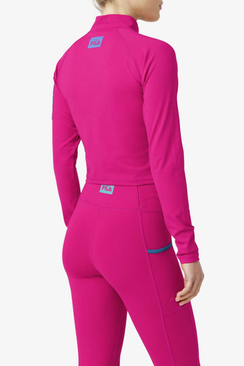 Fila Teaganne Performance Half Zip Long Sleeve Dame Fuchsia | 734-ROQYGJ