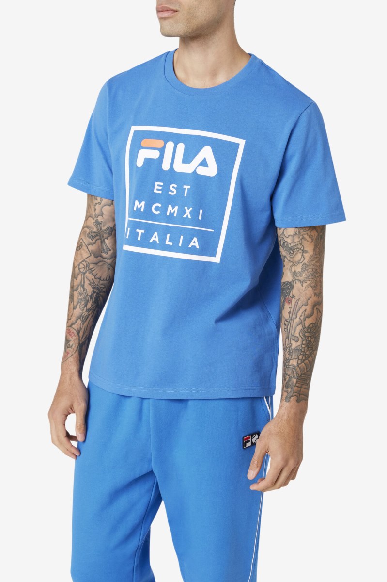 Fila Tenez Tee T Shirts Herre Blå | 581-GDPSNL