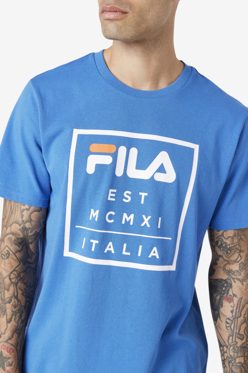 Fila Tenez Tee T Shirts Herre Blå | 581-GDPSNL