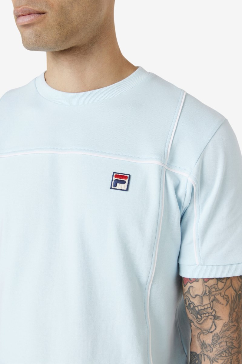 Fila Terrinda Crew T Shirts Herre Blå Hvide | 621-XEJSIV