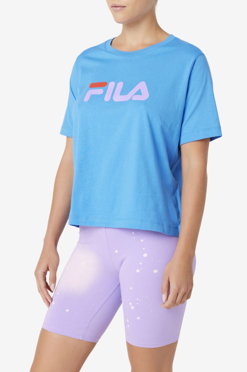 Fila Thea Tee T Shirts Dame Blå | 059-YNQIEM