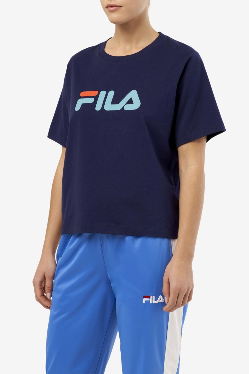 Fila Thea Tee T Shirts Dame Mørkeblå | 725-ZXWHGM