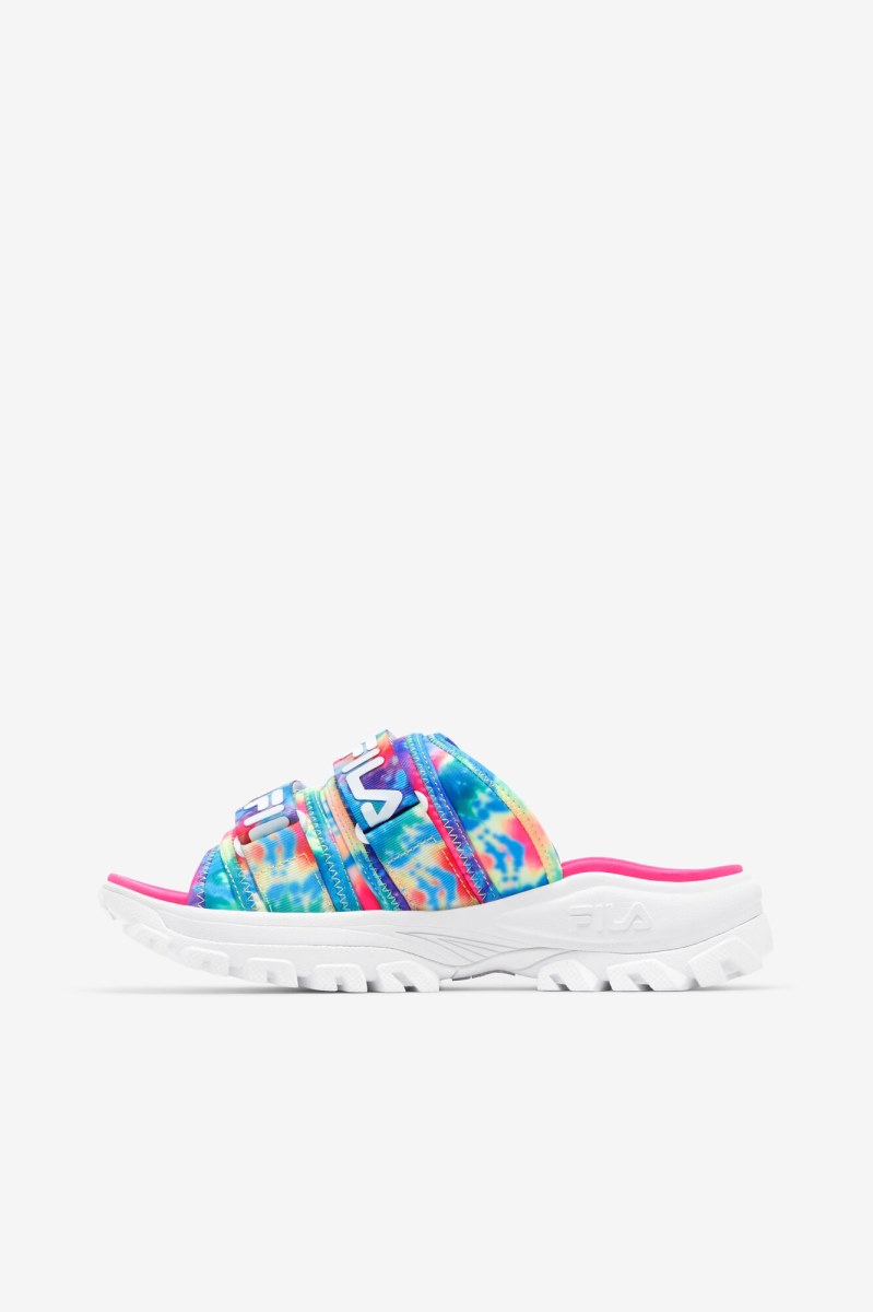 Fila Tie Dye Outdoor Badesandaler Dame Flerfarvede Hvide Lyserød | 632-PMXCBO