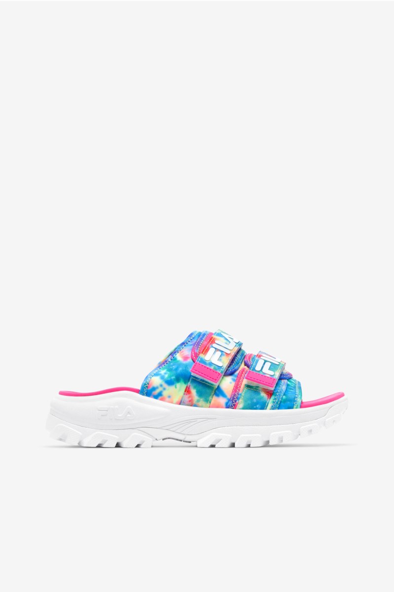 Fila Tie Dye Outdoor Badesandaler Dame Flerfarvede Hvide Lyserød | 632-PMXCBO