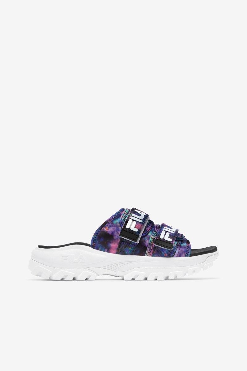 Fila Tie Dye Outdoor Badesandaler Dame Flerfarvede Sort Hvide | 763-BTXKRF