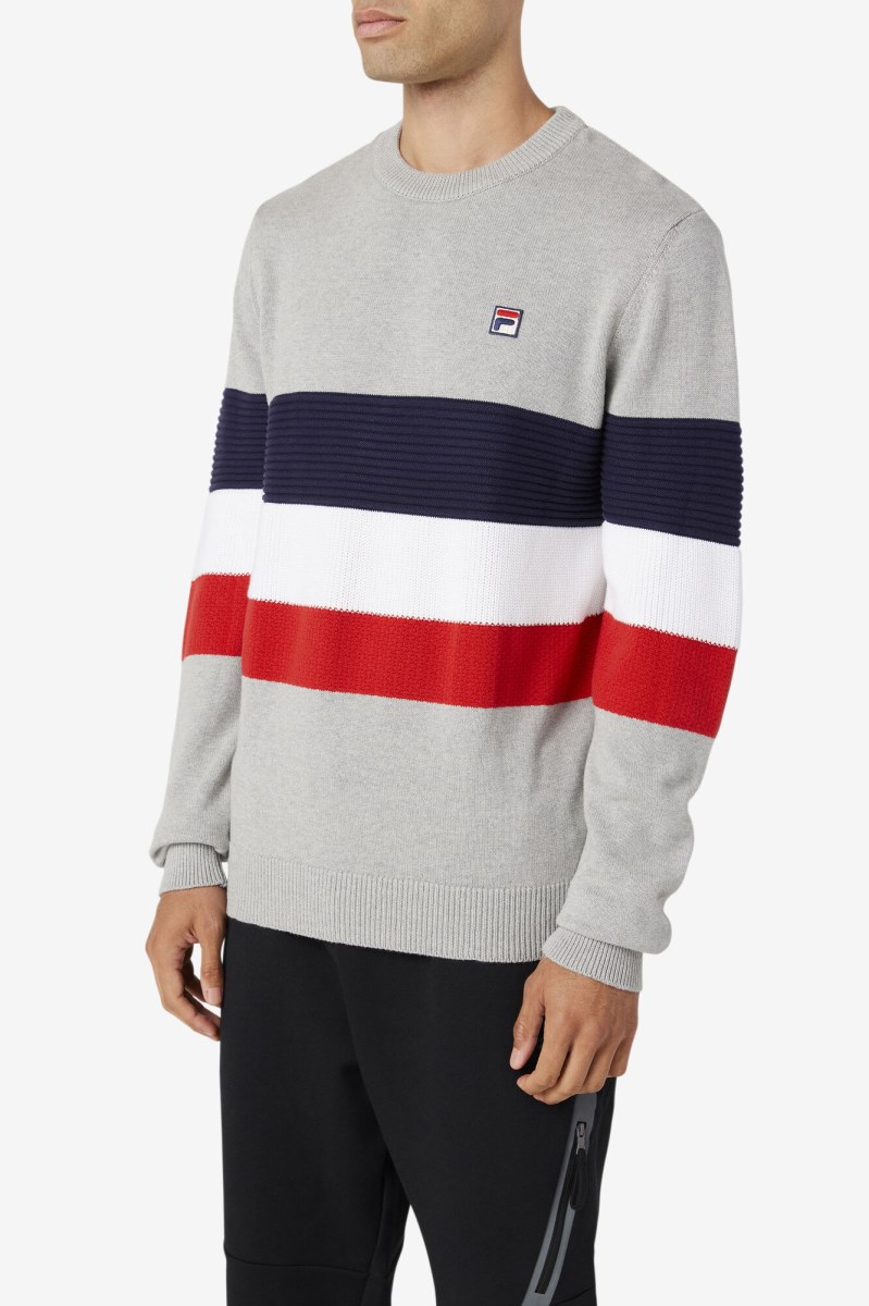 Fila Willkie Sweater Trøjer Herre Lysegrå Mørkeblå Hvide | 572-NLXOEB