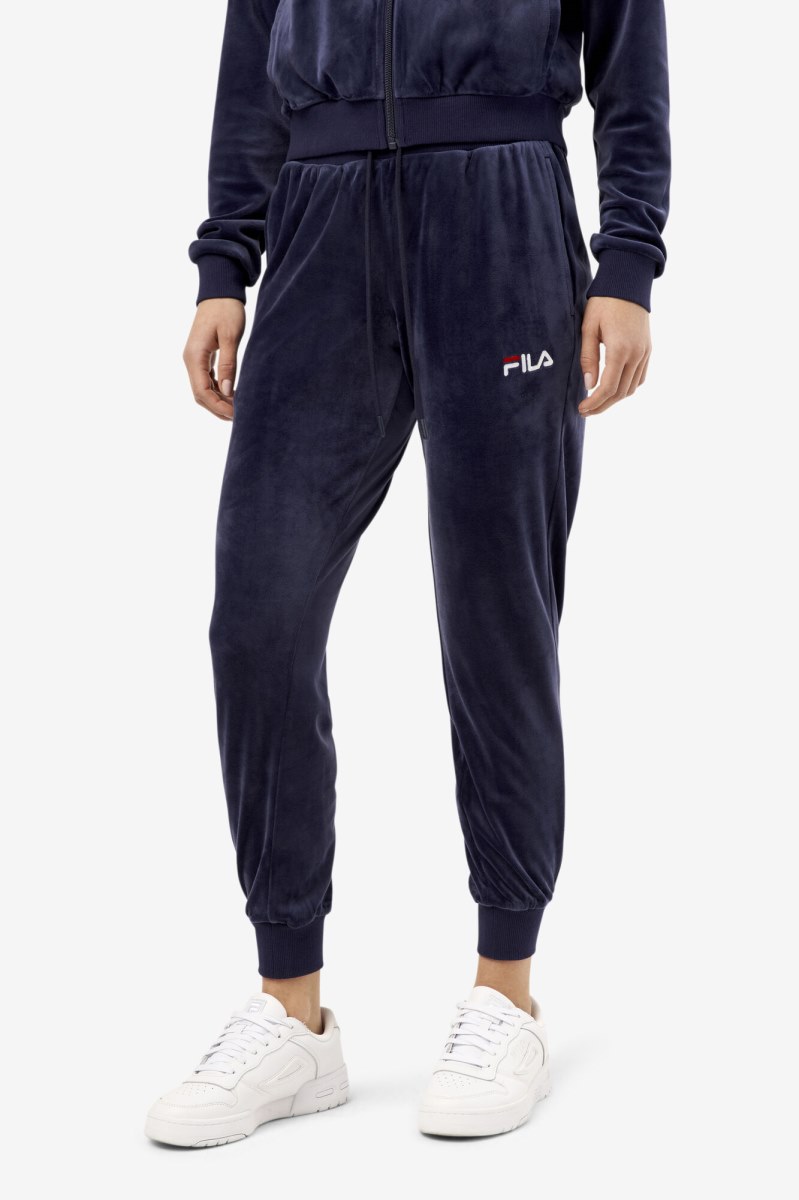 Fila Zura Velour Joggers Dame Mørkeblå | 067-XYAZUP