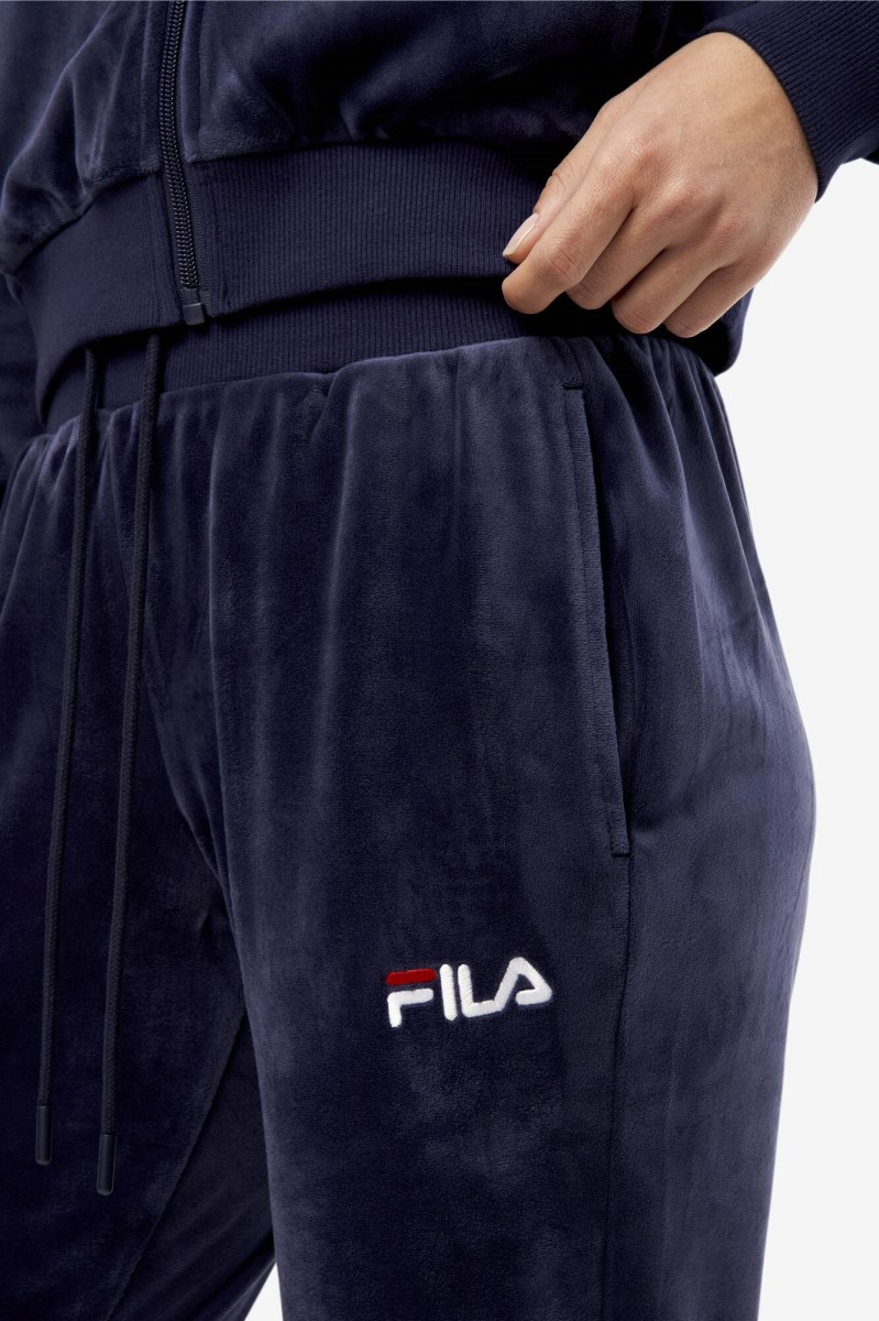 Fila Zura Velour Joggers Dame Mørkeblå | 067-XYAZUP