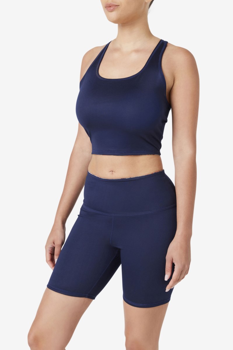 Fila Zuri Reversible Crop Tank Top Dame Mørkeblå | 251-GSTXOC