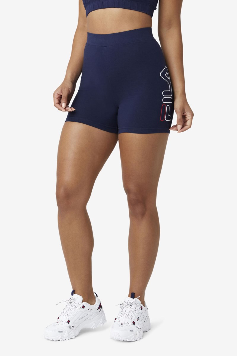 Fila beatriz high waist Shorts Dame Mørkeblå Hvide Rød | 287-SEVDAI