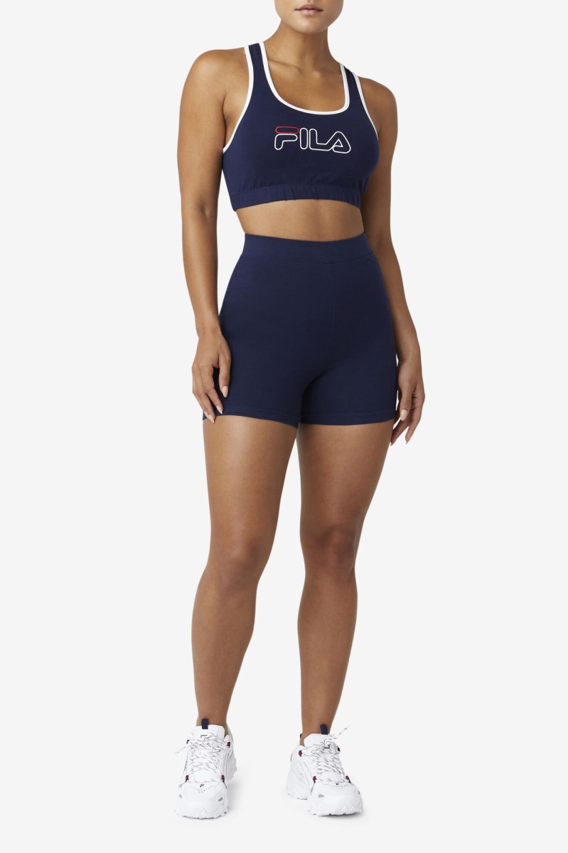 Fila beatriz high waist Shorts Dame Mørkeblå Hvide Rød | 287-SEVDAI