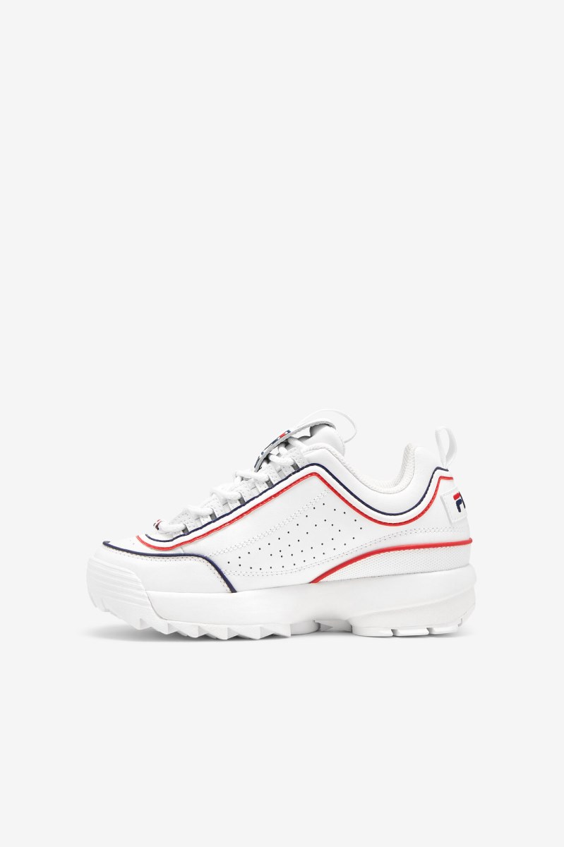 Fila disruptor 2 contrast piping Små Børn Børn Hvide Mørkeblå Rød | 904-OYMXFV