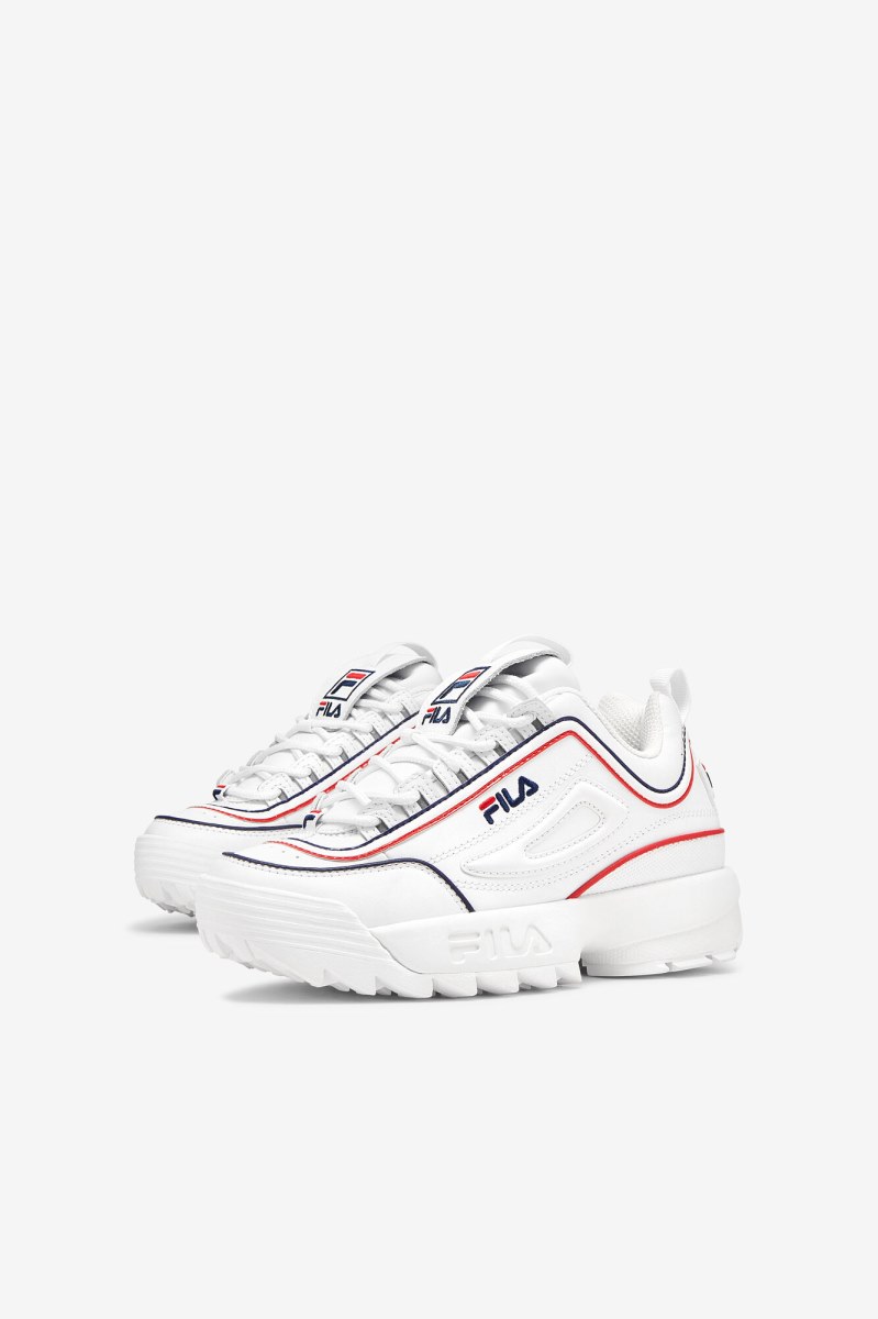 Fila disruptor 2 contrast piping Små Børn Børn Hvide Mørkeblå Rød | 904-OYMXFV