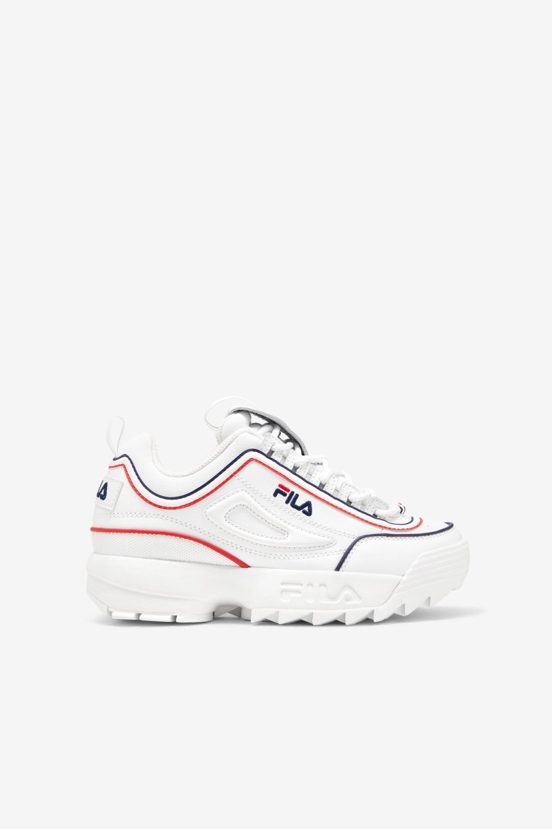 Fila disruptor 2 contrast piping Sneakers Børn Hvide Mørkeblå Rød | 891-GDJOWL