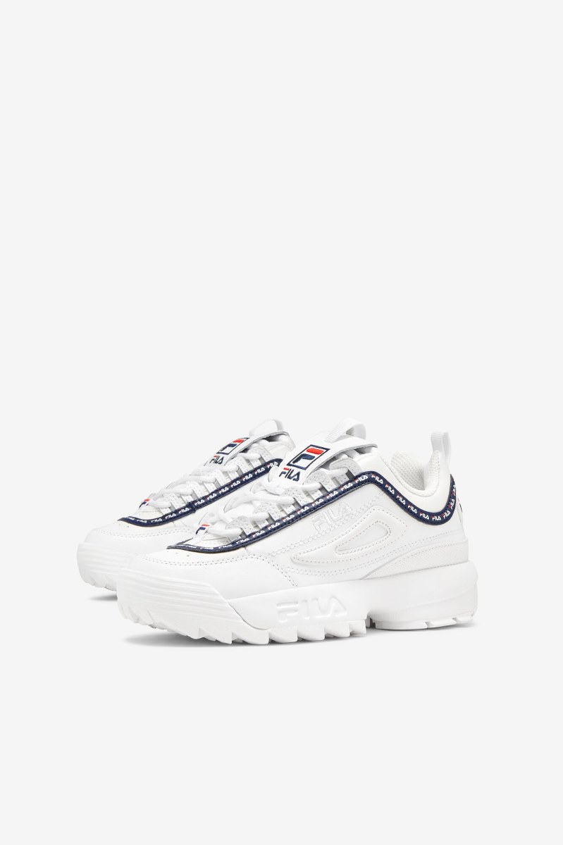 Fila disruptor 2 repeat Sneakers Børn Hvide Mørkeblå Rød | 385-CRYPSD